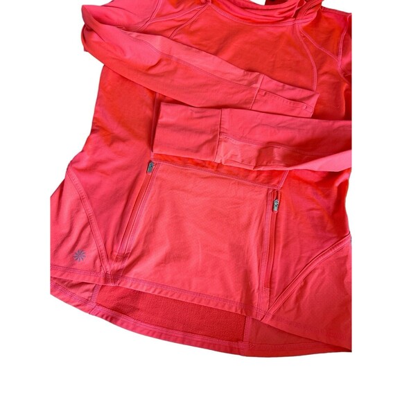 Athleta Plush Tech 3.0 Pullover Performance Athletic Neón Coral Orange Hoodie S - Picture 4 of 5